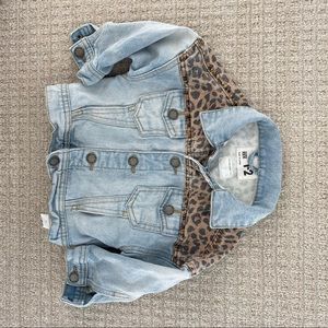 Toddler girls cheetah denim jacket size 1-2
